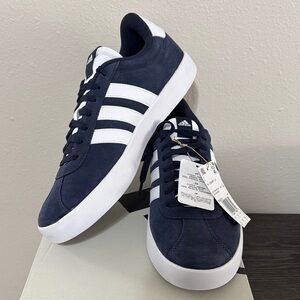 Adidas Men's Dark Blue and White Sneakers